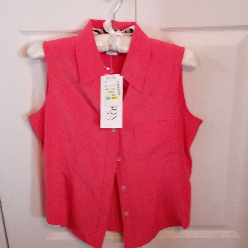 NWT Vintage Y2K Allison Taylor Sleeveless Silk Top, Vibrant Coral, Size S
